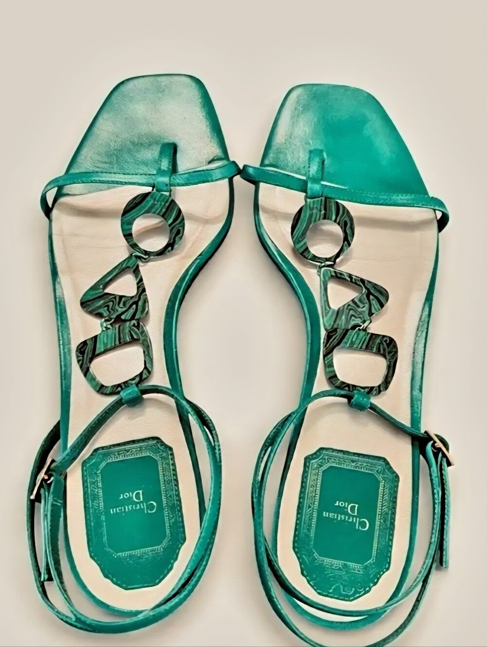 Cristian Dior Womens Teal Strappy Sandals IT 39 US 8.5 or 9